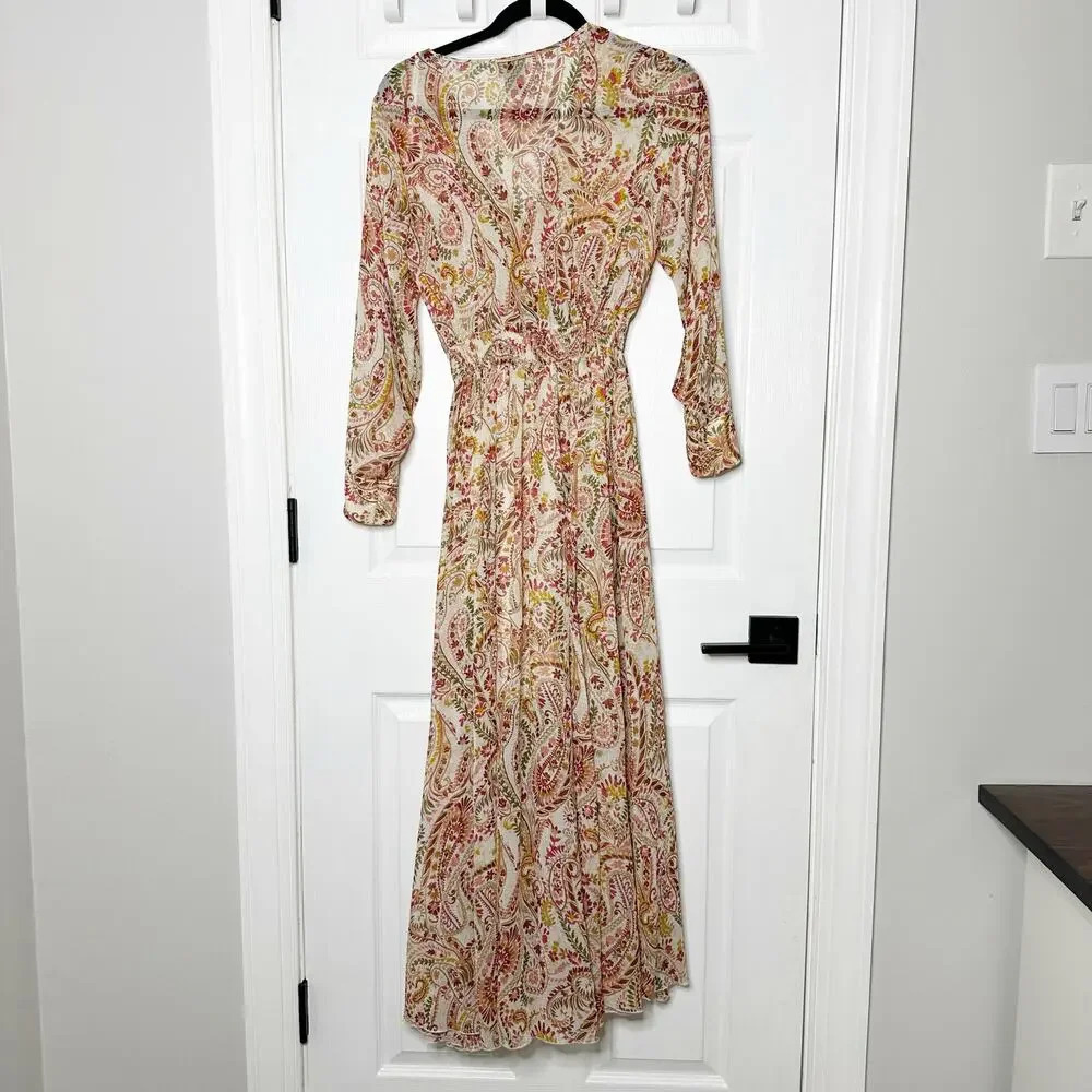 KATE and LILY‎  Size 4 Long Sleeve Maxi Dress Autumn Paisley Floral - Picture 5 of 5